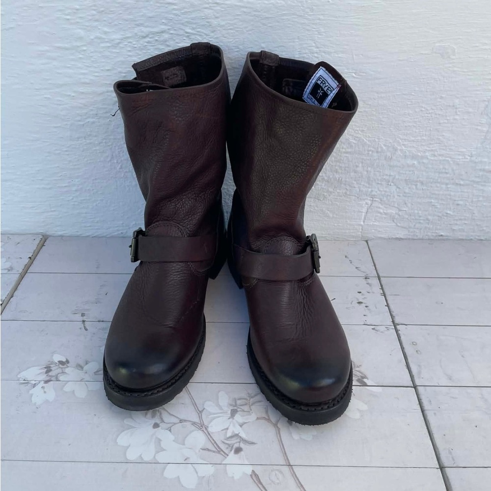 Frye Brown Leather Harness Boots